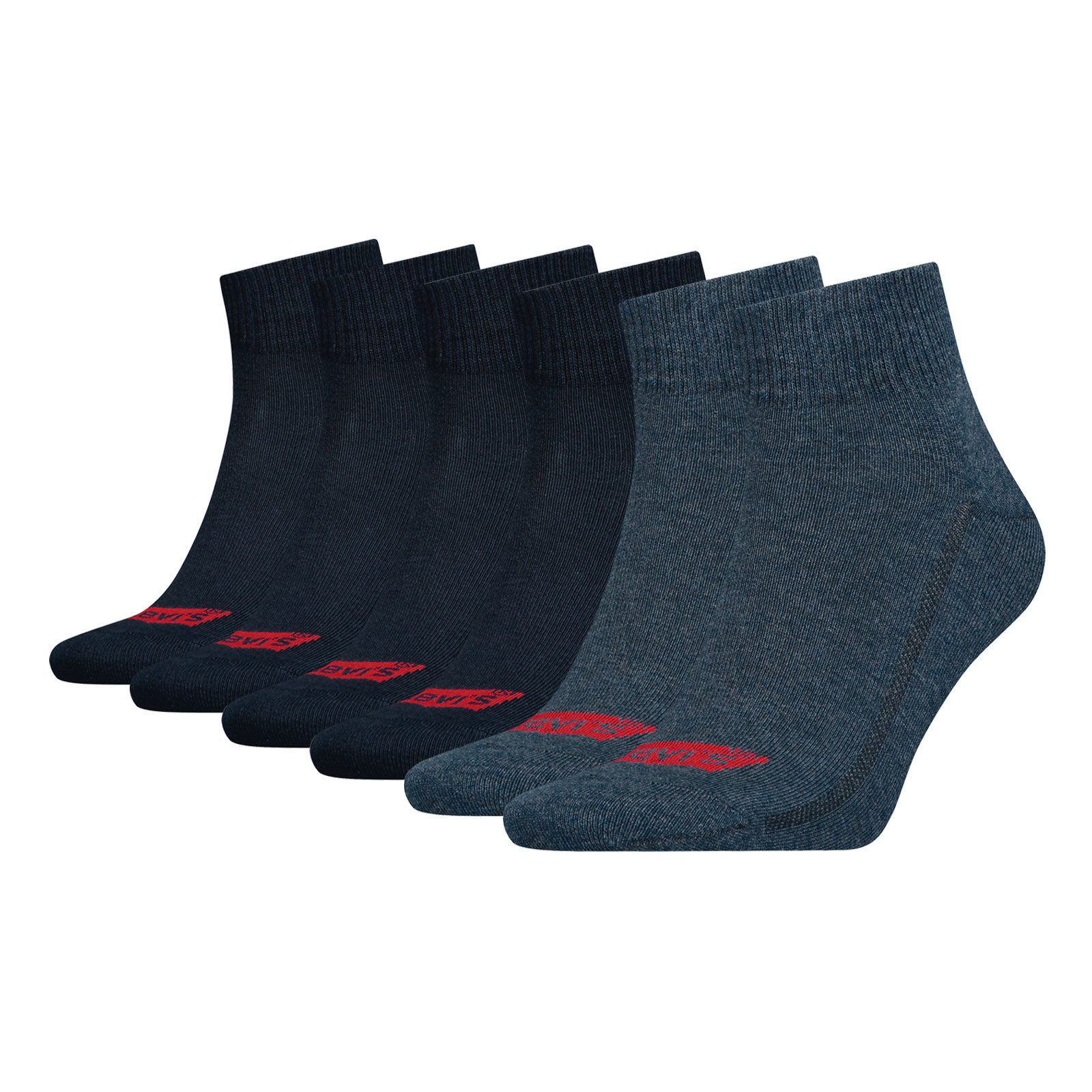Levi's® Kurzsocken Mid Cut Batwing Logo Socks (3-Paar) mit seitlichen Belüftungslinien
