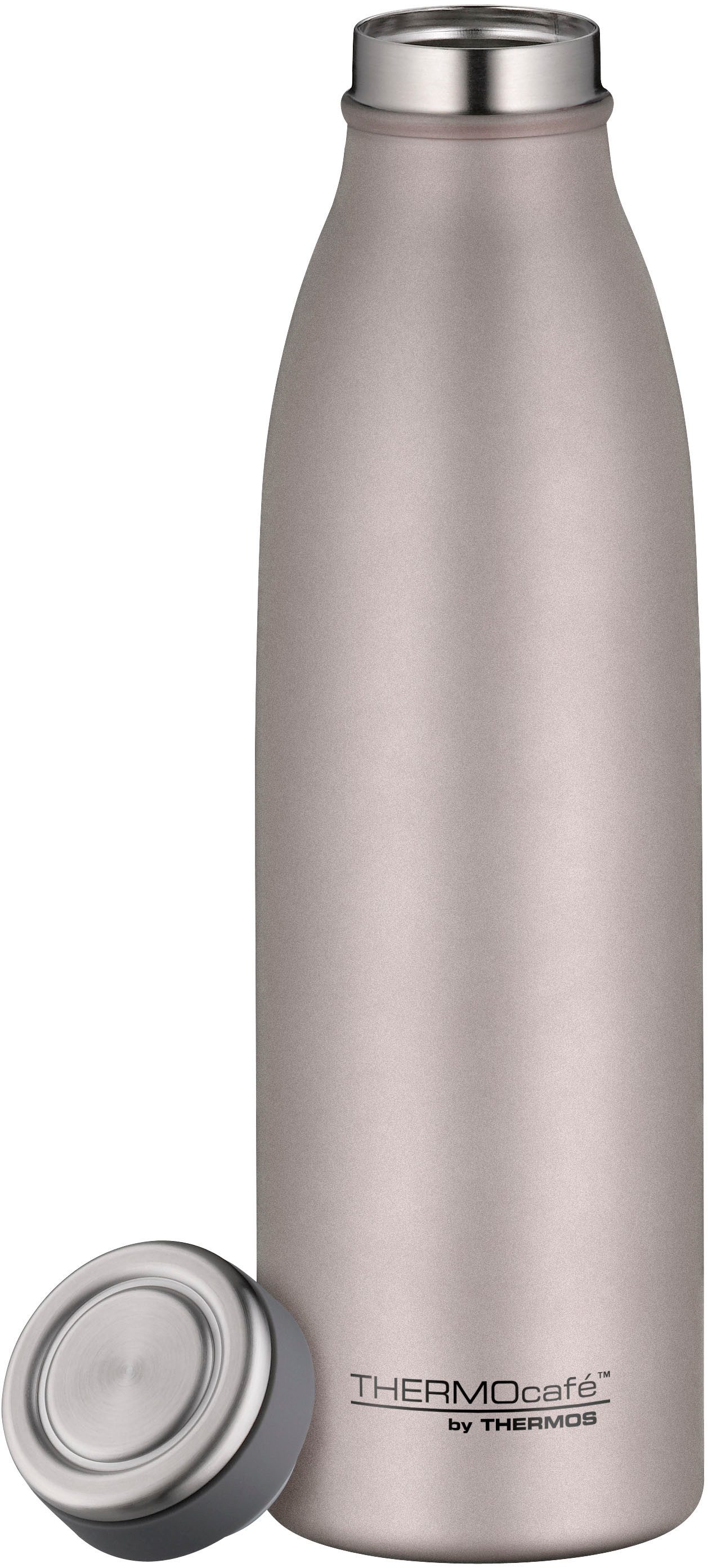 THERMOcafé Isolierflasche TC BOTTLE, aus doppelwandigem Edelstahl, spülmaschinenfest, gummierter Drehverschluss, absolut dicht bei Kohlensäure