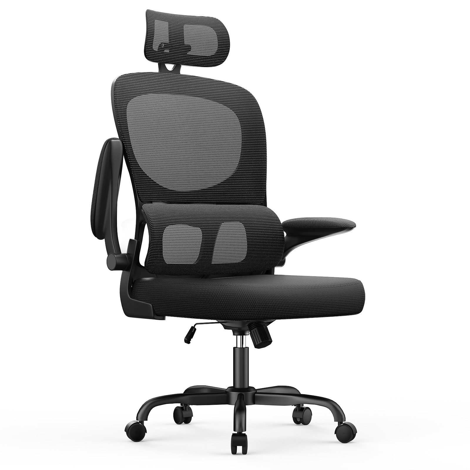 ZAISZE Bürostuhl Ergonomischer Bürostuhl mit Verstellbarer Kopfstütze und Armlehnen (Rückenlehne verstellbar 90°-120°, selbstanpassender Lordosenstütze), Schreibtischstuhl, Drehstuhl, Computer-Bürostuhl, Bis 110 kg