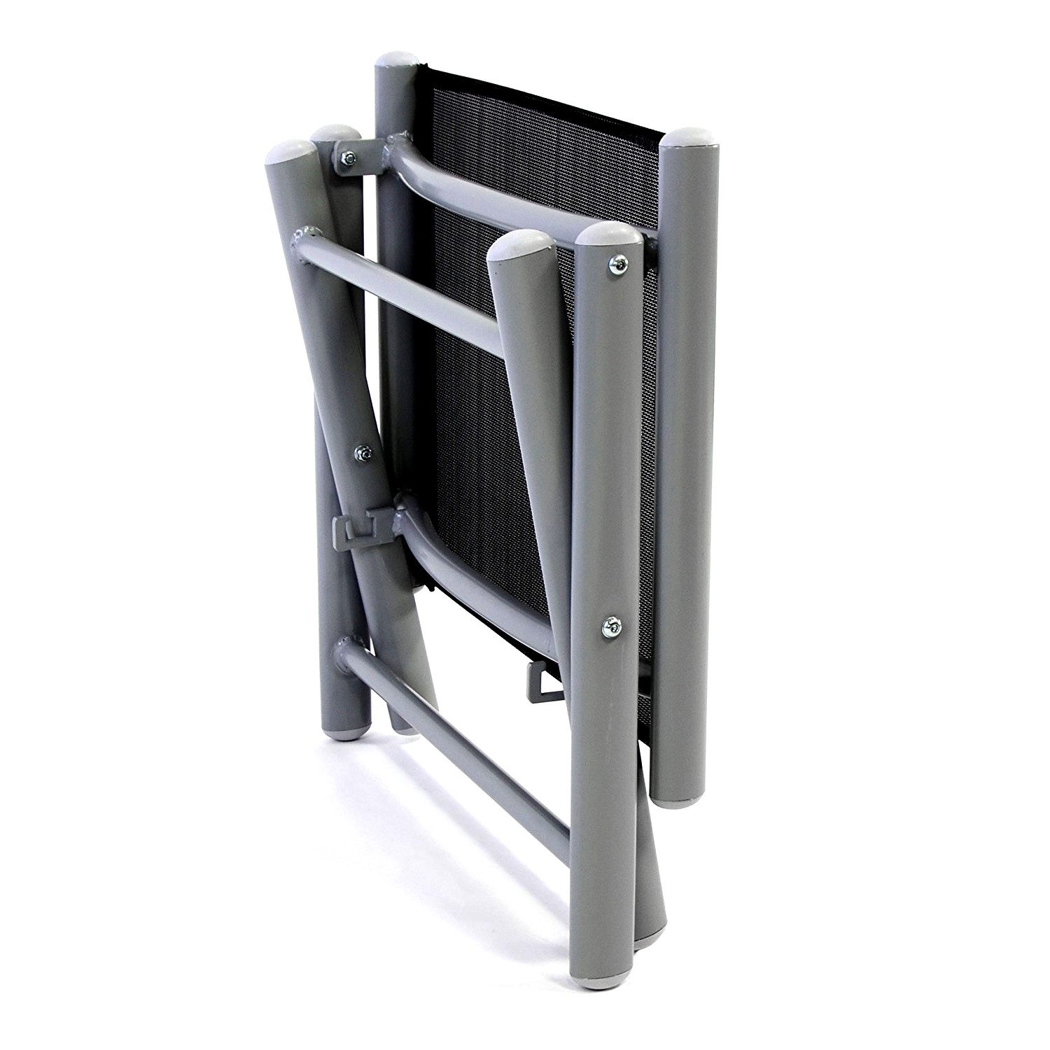 INDA-Exclusiv Armlehnstuhl Garten Klapphocker Fußhocker Silbergrau/Schwarz günstig online kaufen