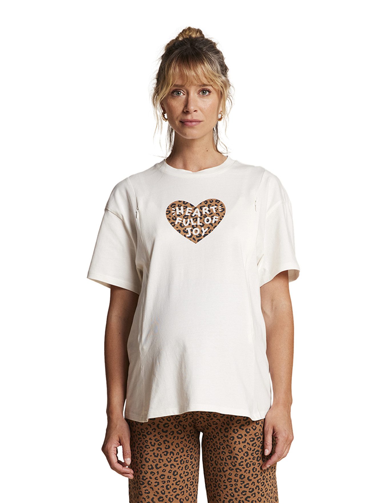 Envie de Fraise Umstandspyjama Schlafanzug für Schwangerschaft und Stillzeit Bio-Baumwolle, Leo-Print, Kurze Aermel