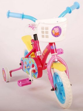TPFSports Kinderfahrrad Volare Peppa Pig 10 Zoll, 1 Gang, (Mädchen Fahrrad - Rutschfeste Sicherheitsgriffe), Kinder Fahrrad 10 Zoll mit Stützräder Laufrad Mädchen Kinderrad
