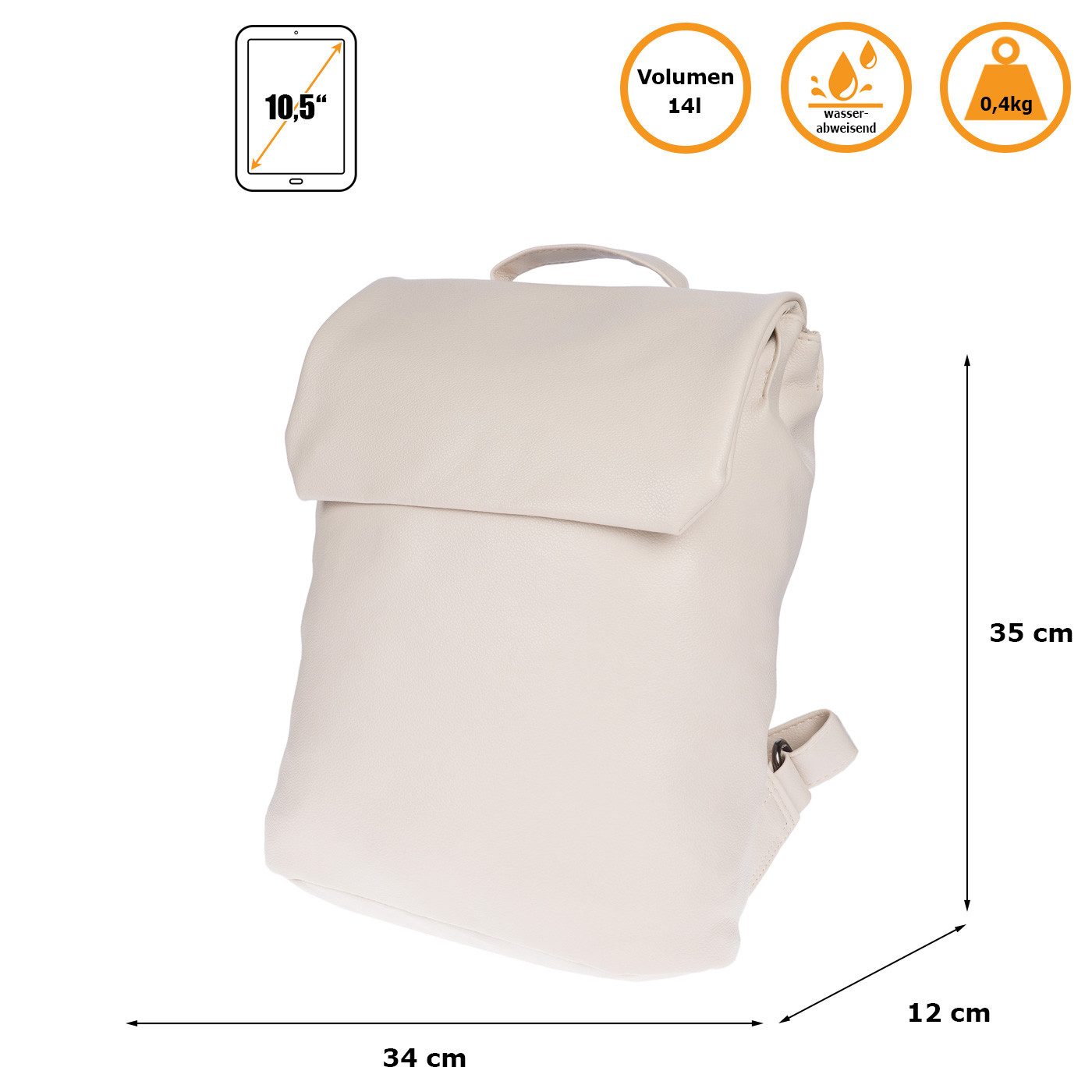 Christian Wippermann Cityrucksack LLUPP Rucksack mit Notebook Tablet Fach aus PU, wasserabweisend
