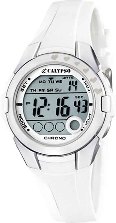 CALYPSO WATCHES Digitaluhr »UK5571/1 Calypso Kinder Uhr K5571/1 Kunststoffband«, (Armbanduhr), Kinder Armbanduhr rund, Kunststoffarmband weiß, Casual