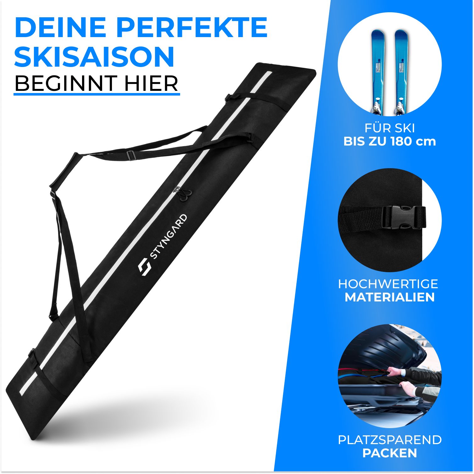 Styngard Skitasche ASPEN, [bis 180 cm] - Skisack 180 cm aus robustem Material