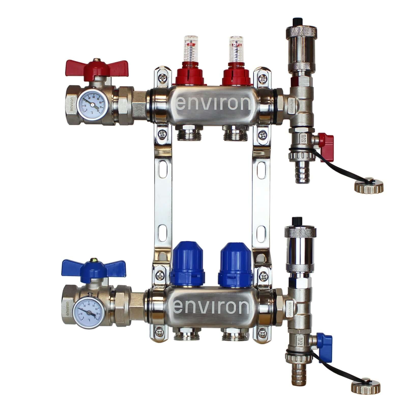 ganz24 Fußbodenheizung Festwertregelsetmit EcoStar 25/6 Pumpe. Heizkreisverteiler und Zubehör, (Set mit Heizkreisverteiler und Pumpe), Kompakte Bauweise
