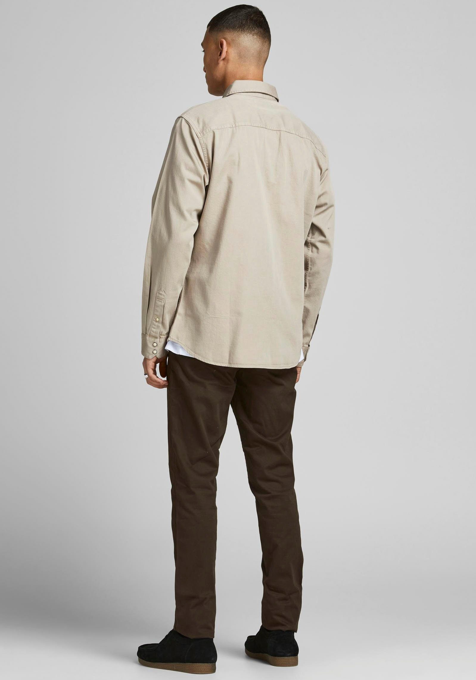 Jack & Jones Jeanshemd JJESHERIDAN im Workwear-Stil mit robuster Baumwollqualität unifarben, modisch, slim fit, Baumwolle, Hemdkragen