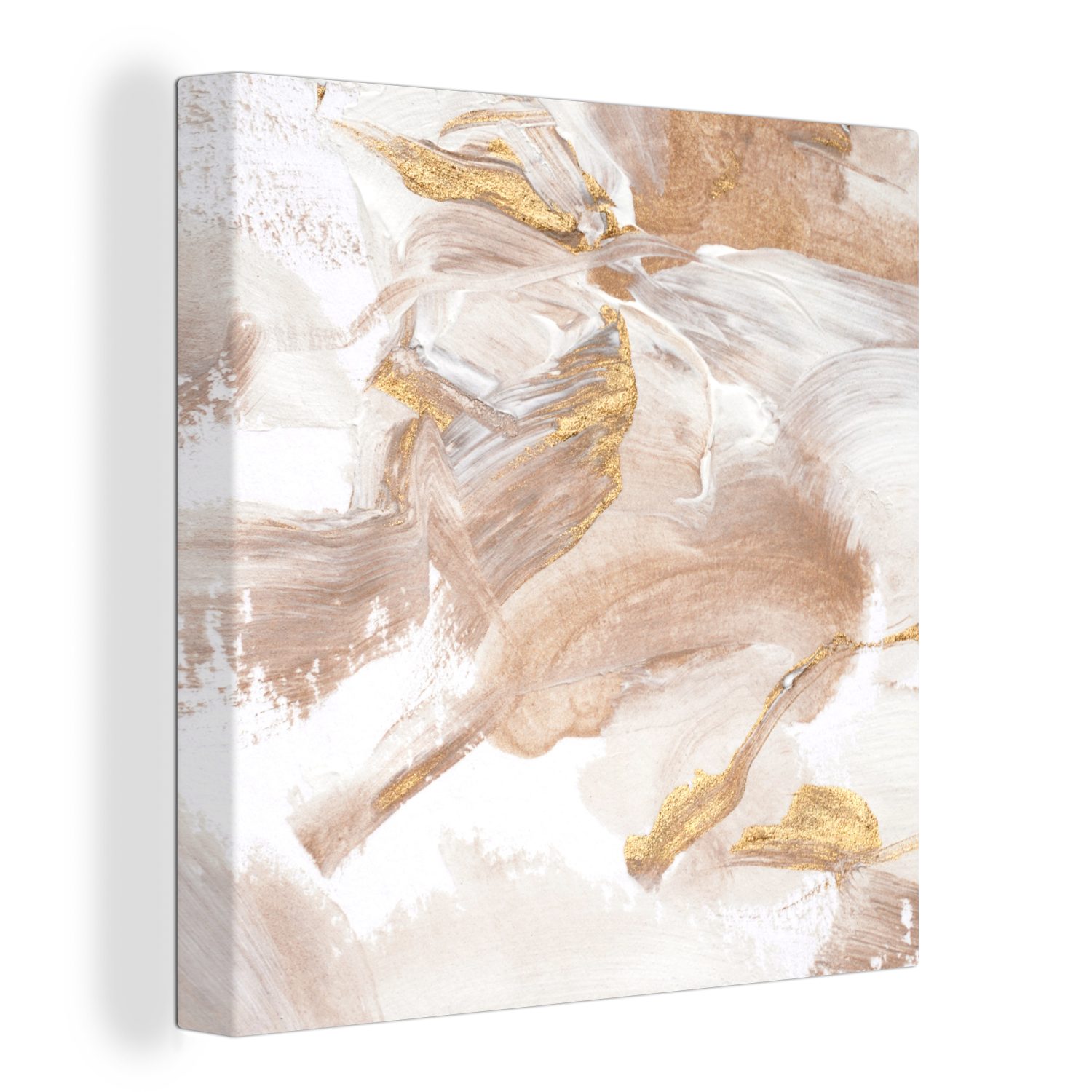 OneMillionCanvasses® Leinwandbild Aquarellfarbe - Gold - Abstrakt, (1 St), Leinwand Bilder für Wohnzimmer Schlafzimmer