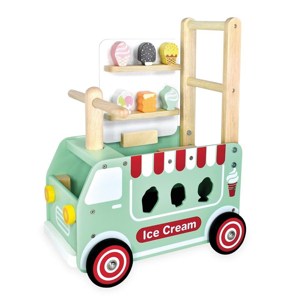 Bartl Spiel Lauflernwagen Eiswagen, aus Holz Schiebewagen Lauflernhilfe Rutschauto Rutscher