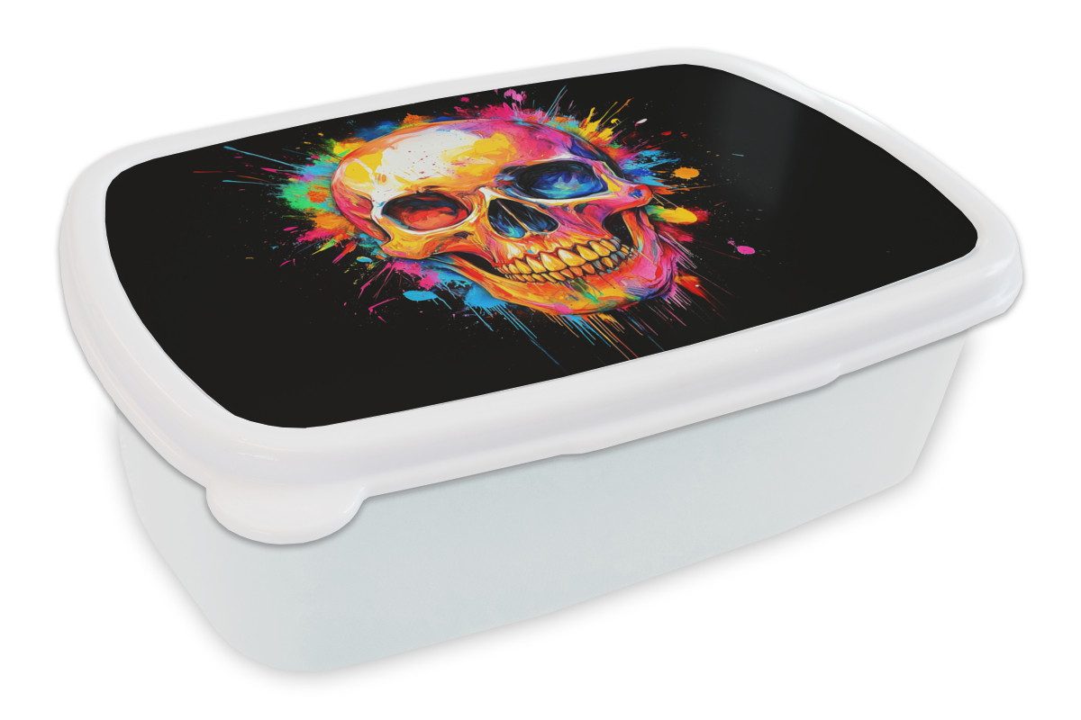 MuchoWow Lunchbox Totenkopf - Graffiti - Totenkopf - Bunt, Kunststoff, (2-tlg), Brotdose Schule oder Arbeit, Brotbox für Kinder und Erwachsene