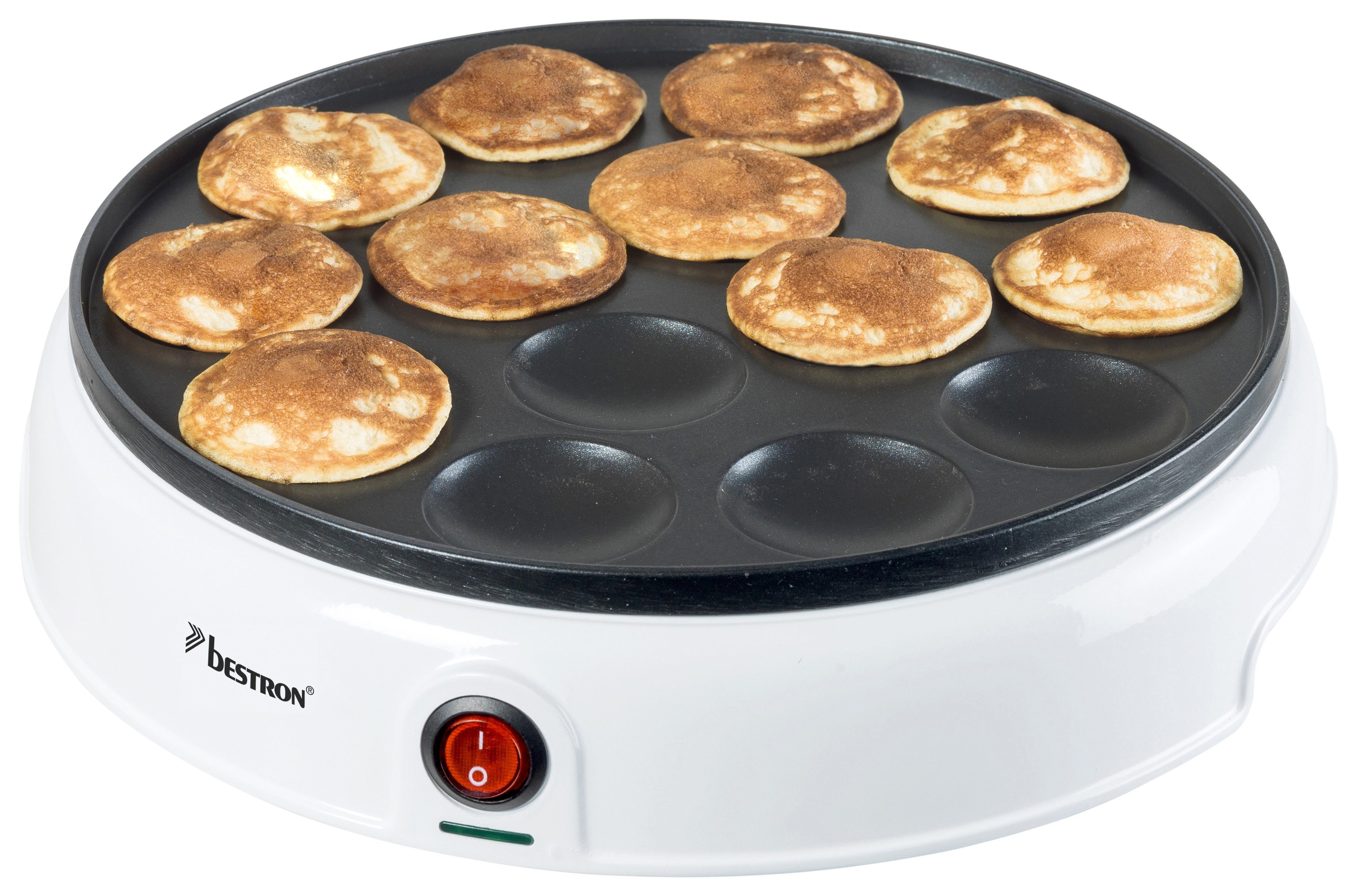 bestron Poffertjes-Maker APFM700, 800 W, 14 Mini-Pfannkuchen mit Antihaftbeschichtung