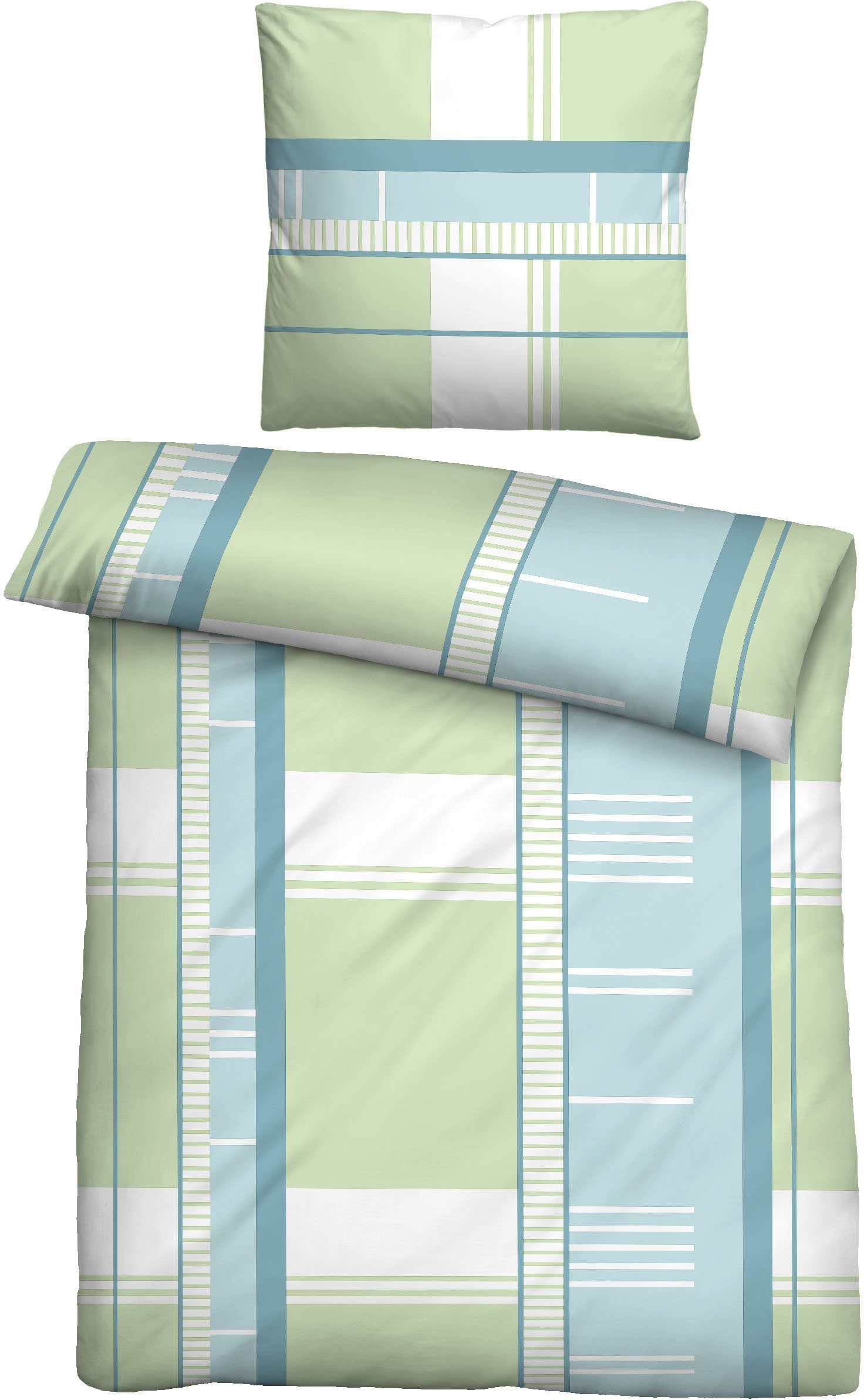 Castell - Markenbettwäsche Bettwäsche Malea, Seersucker, 2 teilig, absolut bügelfrei, pflegeleicht, Reißverschluss, ganzjährig nutzbar