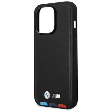 BMW Handyhülle Case iPhone 14 Pro Max Kunstleder Tricolor schwarz Logo