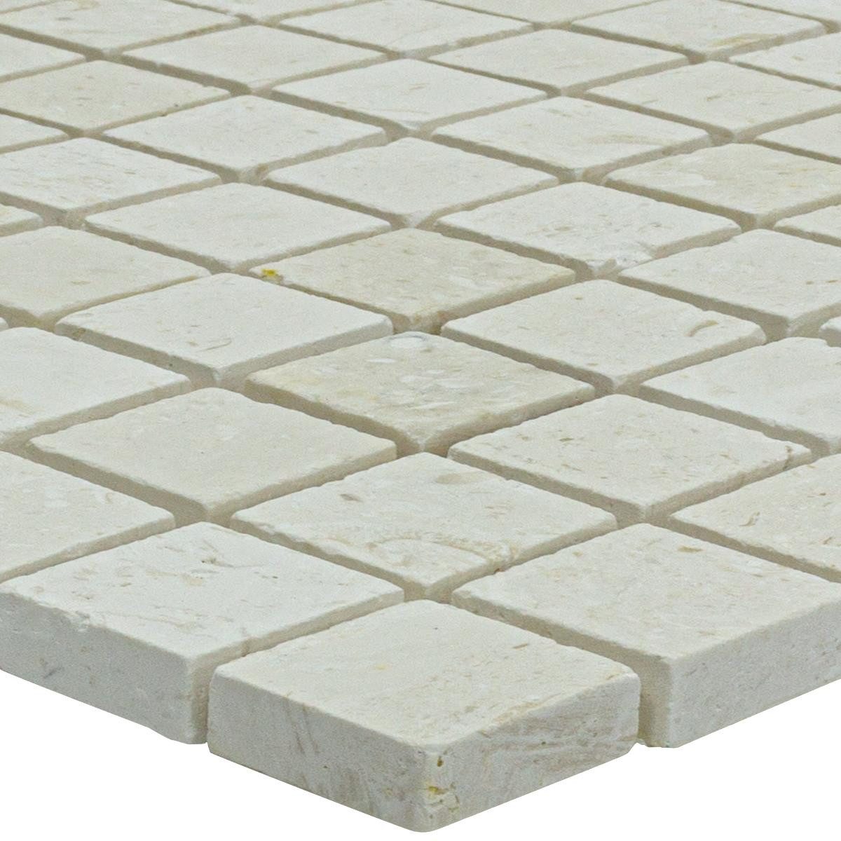 Mosafil Mosaikfliesen Natursteinmosaik Kalkstein Luminares 23, Naturstein 30.500x30.500, beige, Verlegefertig auf ein Netz geklebt