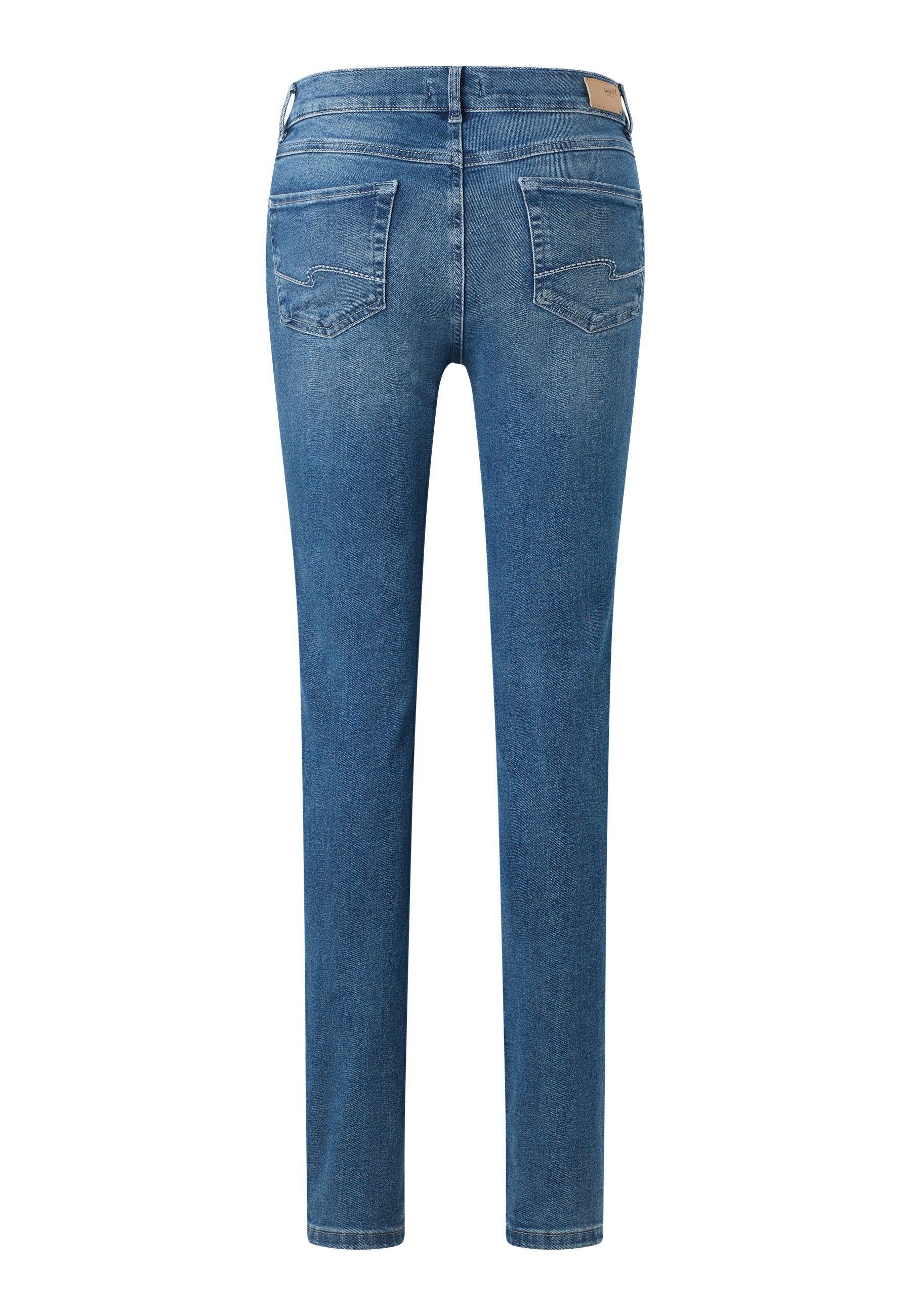 blau mit Skinny Slim-fit-Jeans Used-Waschung ANGELS Jeans