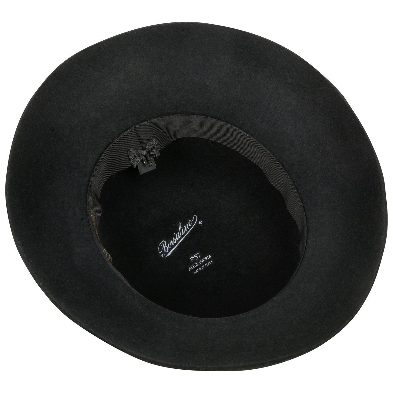 Borsalino Damenhut in schwarz Italy mit Ripsband, Filzhut (1-St) Made