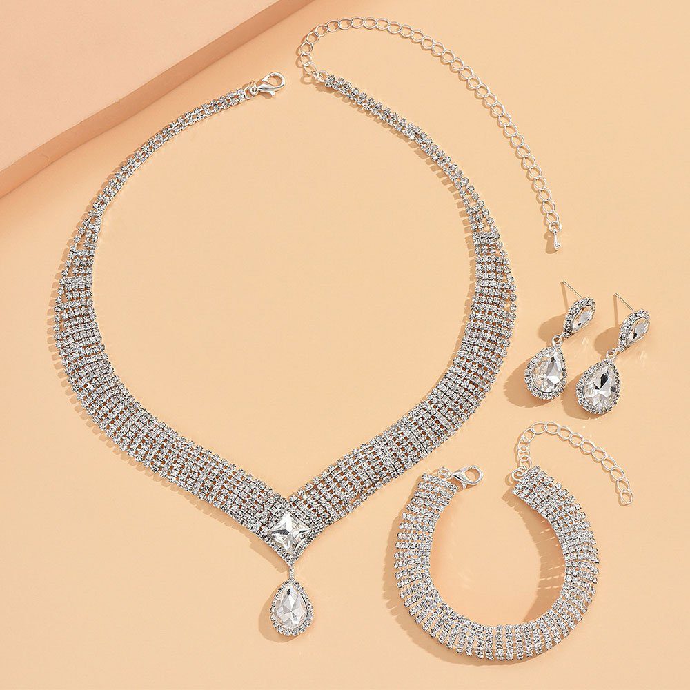 LAKKEC Schmuckset Halskette Ohrringe Armband Modeschmuck Set (3-tlg) Brautschmuck, Bräute Accessoires für