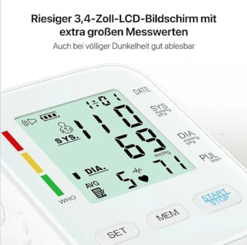 UE Stock Oberarm-Blutdruckmessgerät Präzises und tragbares Blutdruckmessgerät für Oberarm, Universelle Manschette