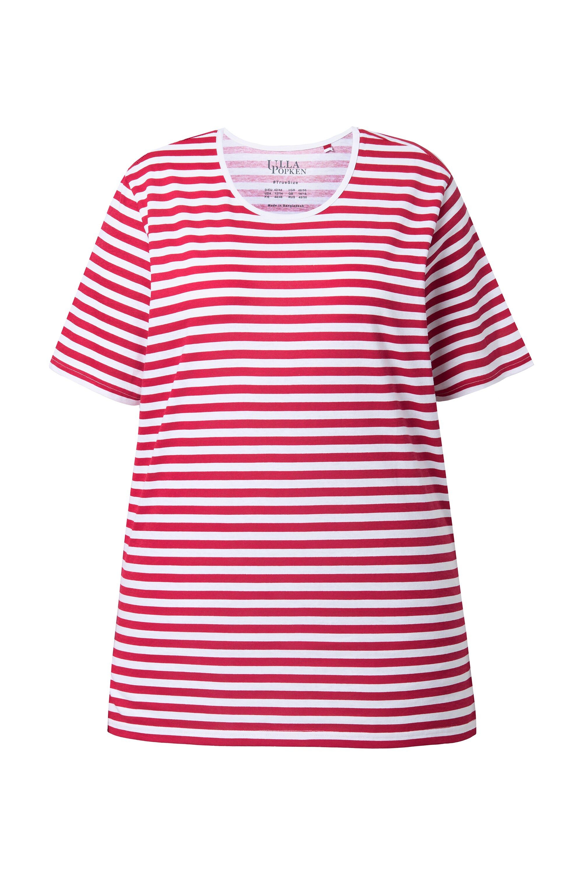 Ulla Popken T-Shirt T-Shirt Ringel Relaxed Rundhals Halbarm