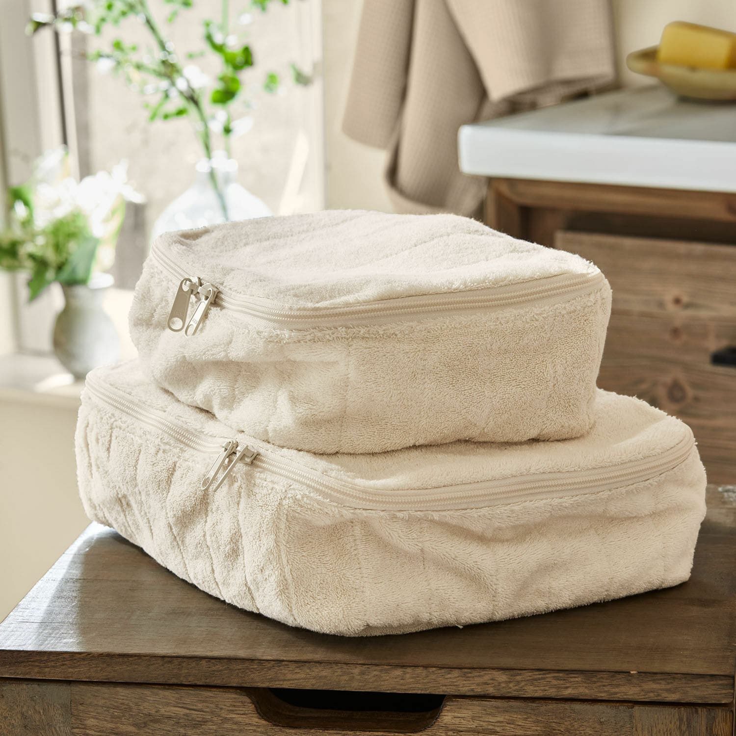 Mirabeau Handtasche Kosmetiktasche 2er Set Invarel creme