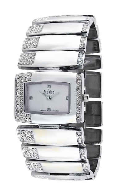 Mador Quarzuhr Premium Damenuhr mit 4 Diamanten und Swarovski Ele