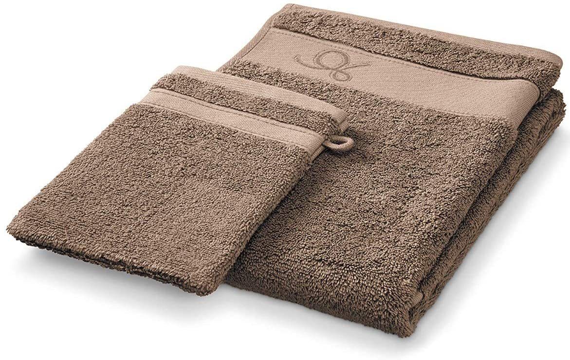 DESCAMPS Handtuch Set Handtuch & Waschlappen, Baumwolle, 2-tlg Set Handtuch  & Waschlappen Kakao Cacao Braun