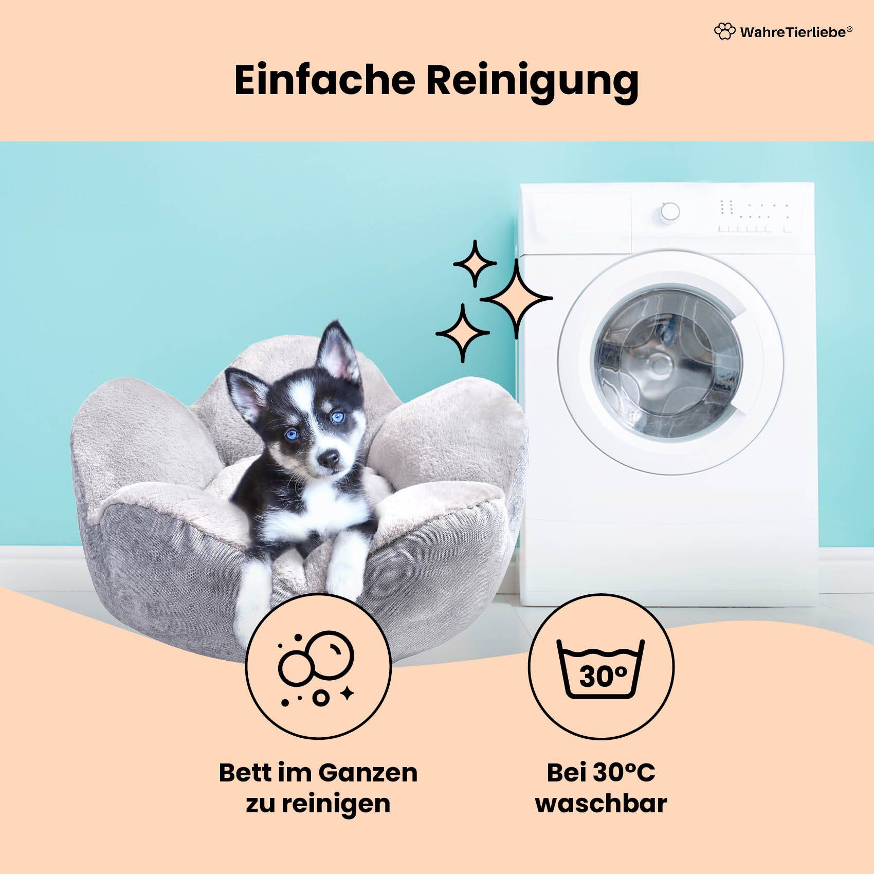 Wahre Tierliebe Tierbett - Blume - Premium Bett für Hunde/ Katzen - 2in1 zum umstülpen