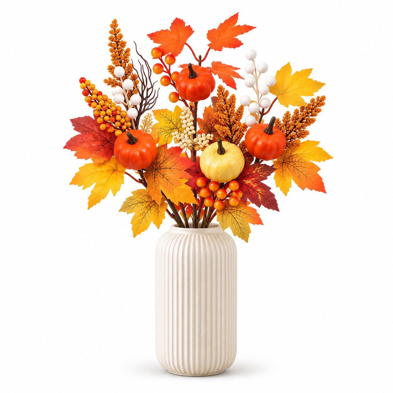 Kunstblumenstrauß Kunstblumenstrauß, Halloween Deko mit Kürbis, Sorvyzxn, Mit Ahornblättern & Beeren, Herbstliche Deko für Vase, Tisch & Zuhause