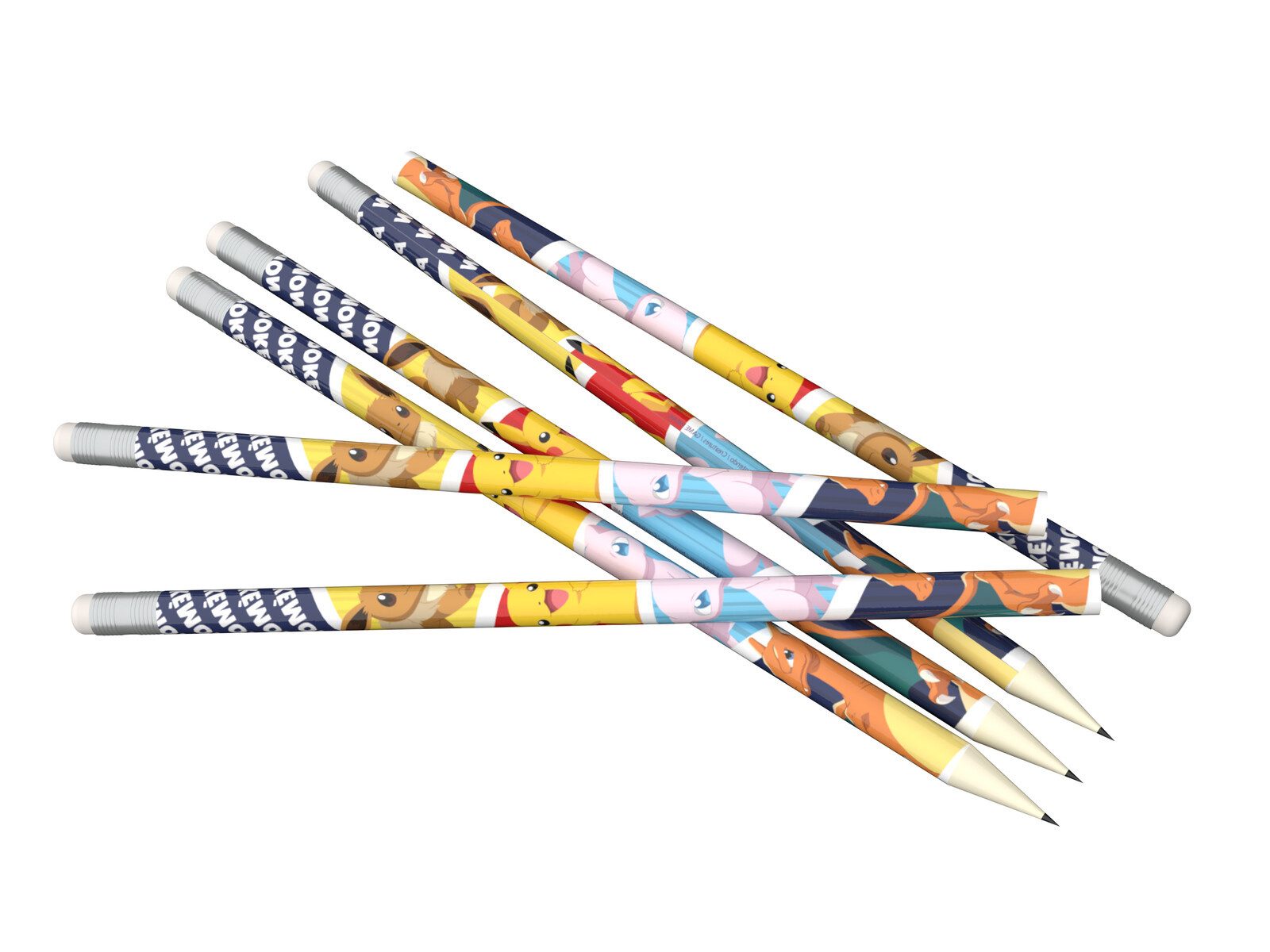 POKÉMON Bleistift Set 6 teilig mit Radiergummi Schulbedarf, (6-tlg)