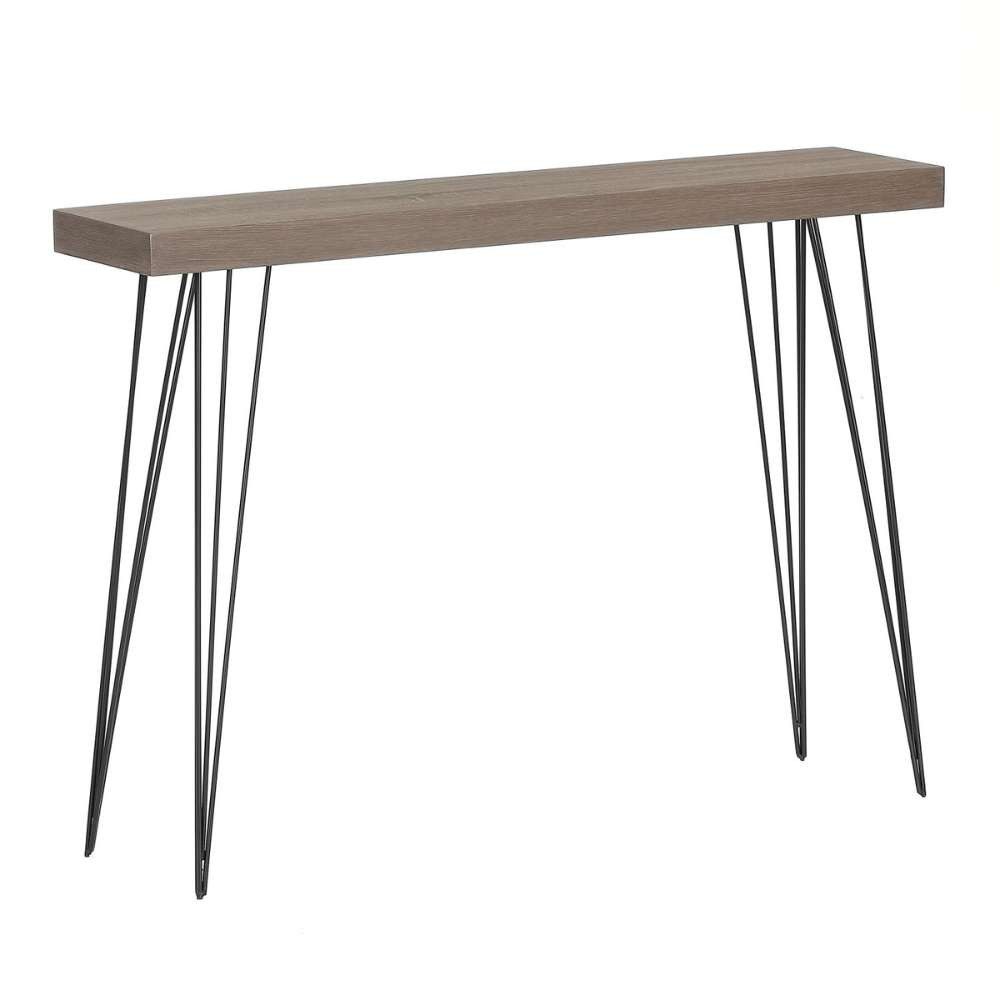 LebensWohnArt Konsolentisch Design Konsole GRIGIO 110cm hellgrau Eichen-Optik Metallgestell