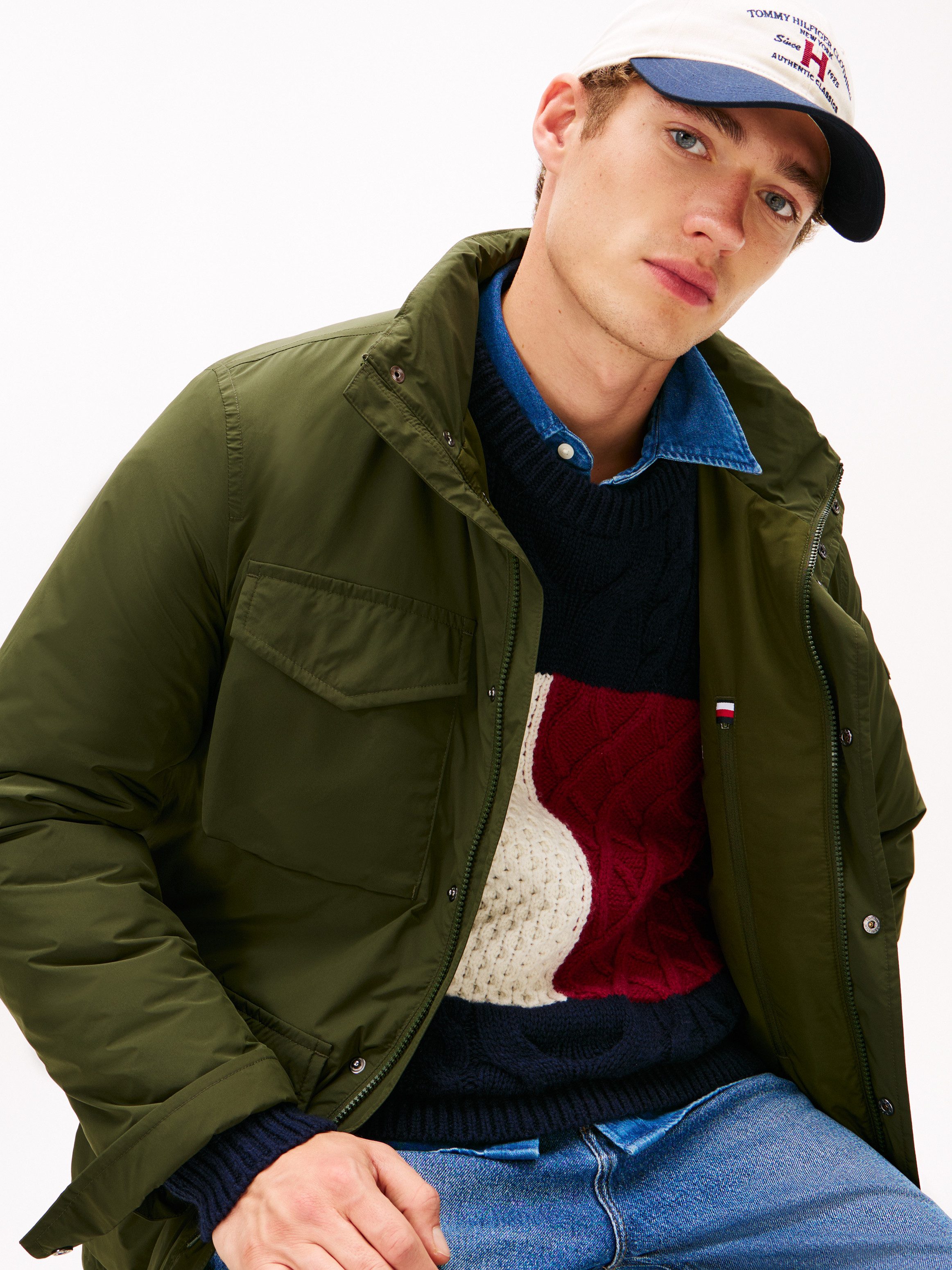 Tommy Hilfiger Fieldjacket LW PACKABLE im Kragen verstaubare Kapuze, normale Passform