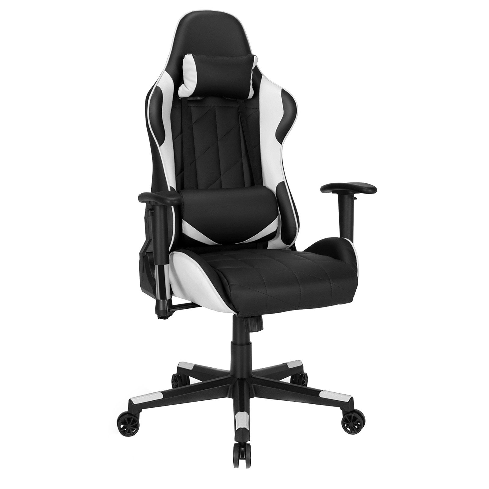 COSTWAY Gaming-Stuhl, 90°-160° verstellbarer Neigungswinkel, mit Lendenkisse