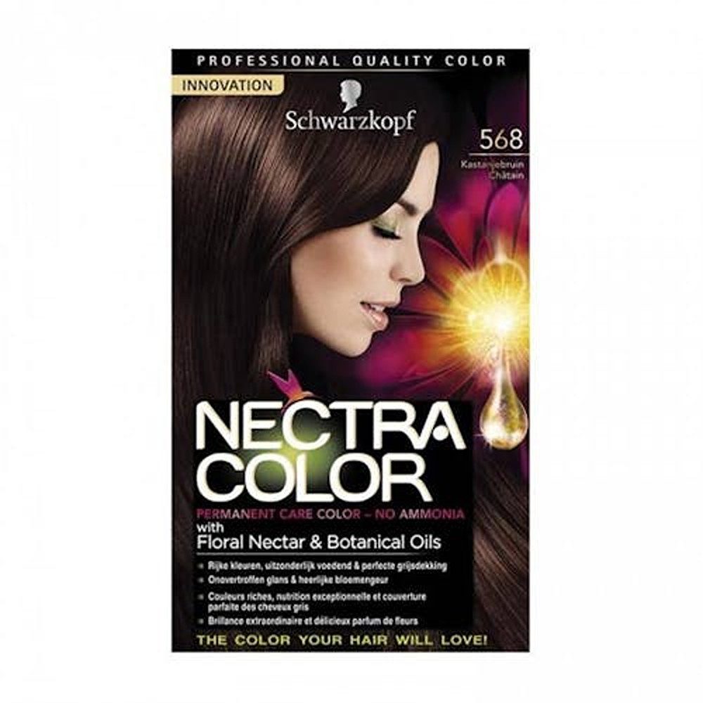 Schwarzkopf Haarfarbe Nectra Color Kastanienbraun Haarcoloration Nr. 568 - 3-er Pack, 3-tlg.