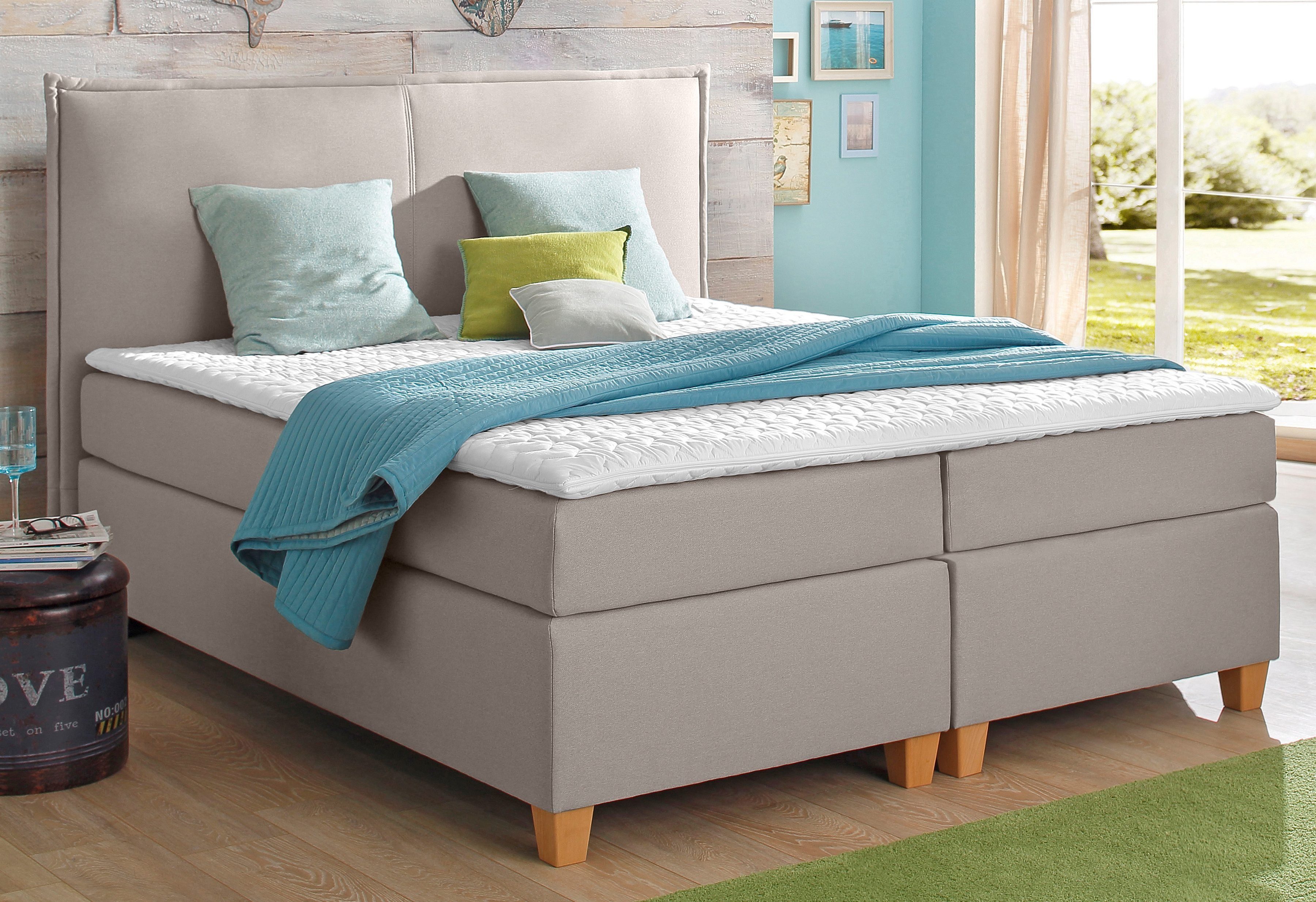 Home affaire Boxspringbett Houssay, inkl. Topper, 5 Breiten, 2 Härtegraden auch in Überlänge 220 cm