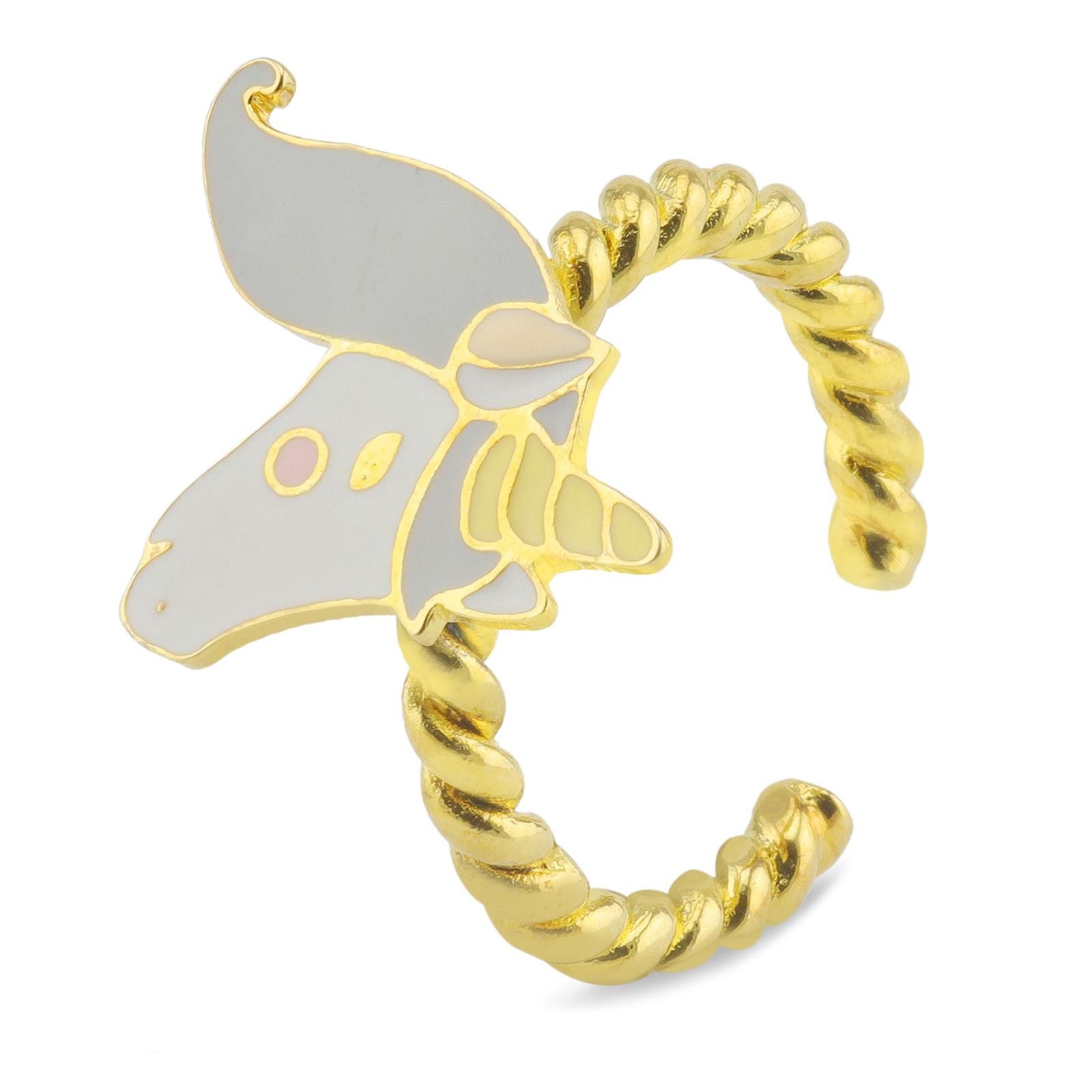 WUNZILO Regenbogen Einhorn Ring Mit Strass - Einstellbarer Mädchen Ring In Gold