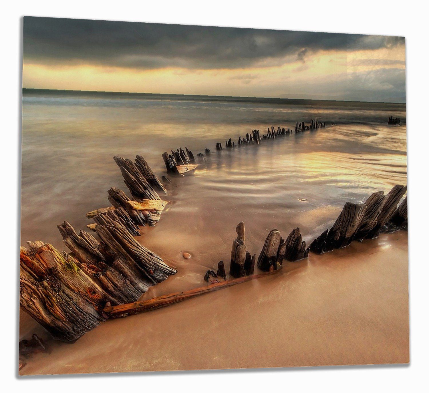 Wallario Herd-Abdeckplatte Bootswrack inkl. tlg., 1 Größen Strand, Irland Noppen), 5mm in verschiedene (Glasplatte, am ESG-Sicherheitsglas