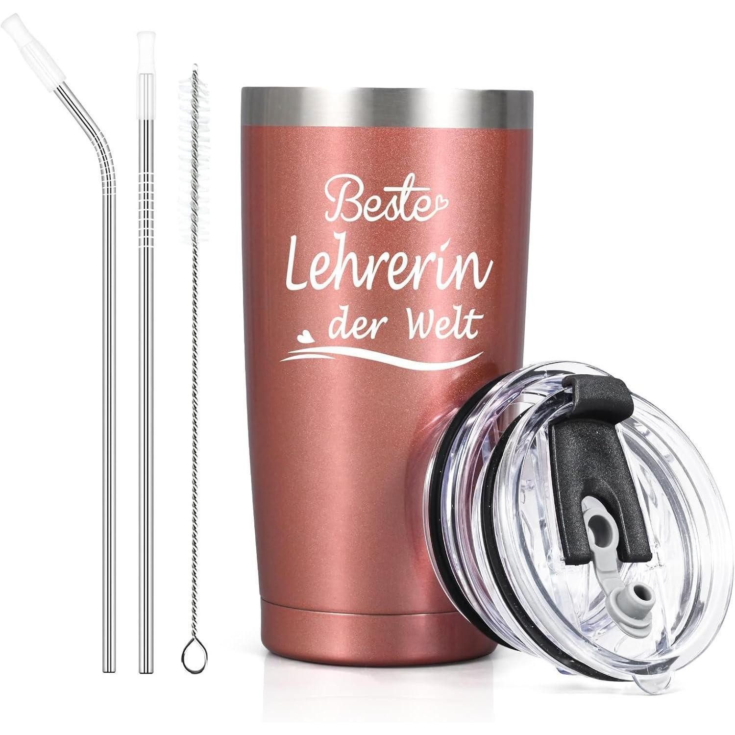 LuxusKollektion Coffee-to-go-Becher Lehrerin Abschiedsgeschenk Thermobecher Dankeschön 600ml Roségold