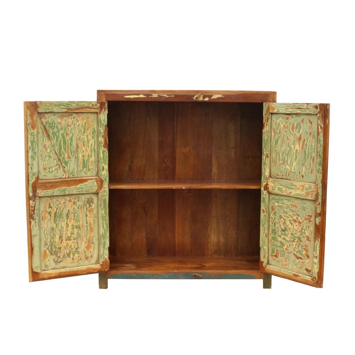 Oriental Galerie Mehrzweckschrank Indischer Schrank Antik 120cm Massivholz, Echtholz Wohnzimmerschrank, Schlafzimmer