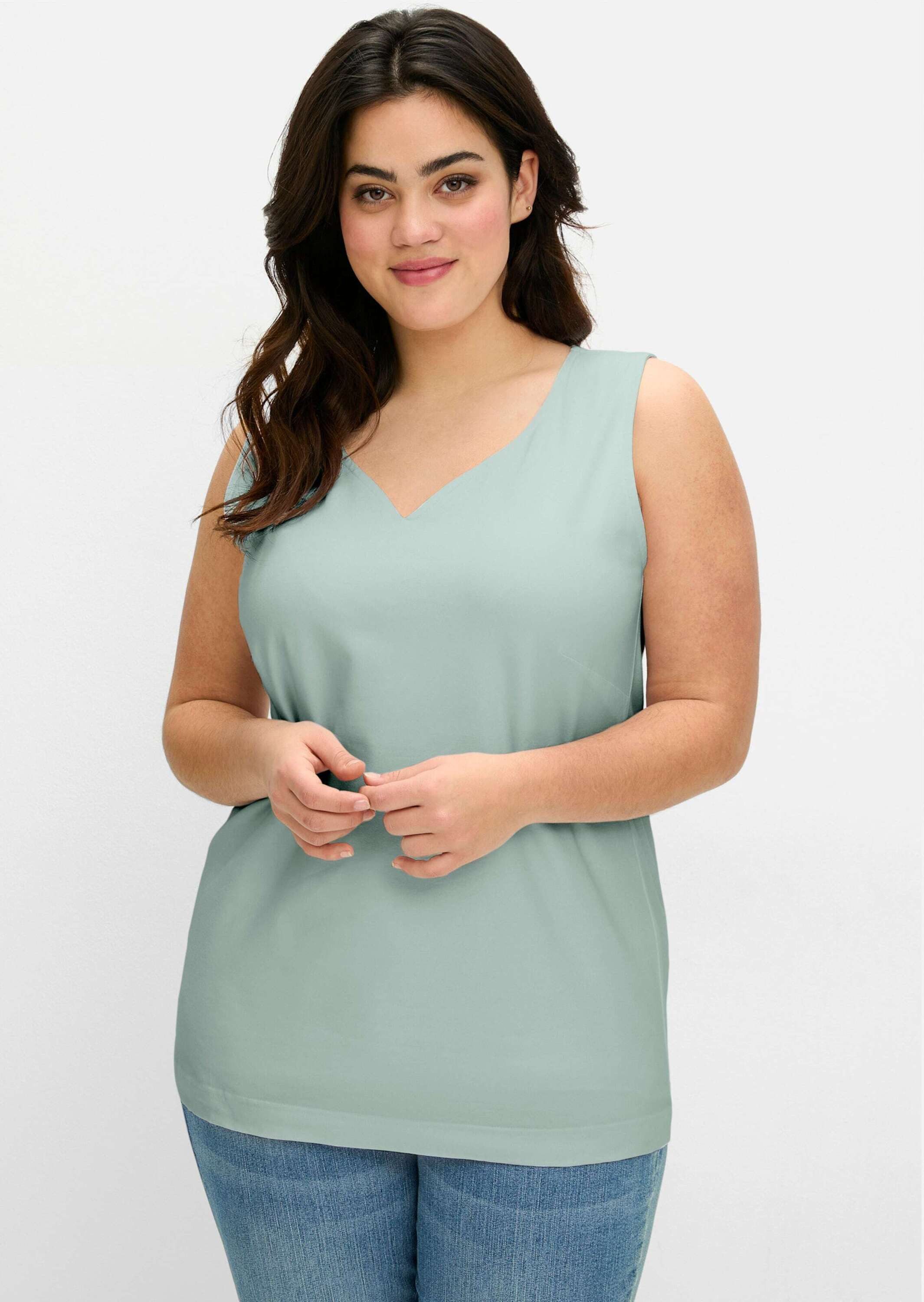 Sheego Shirttop Tanktop Ärmellos