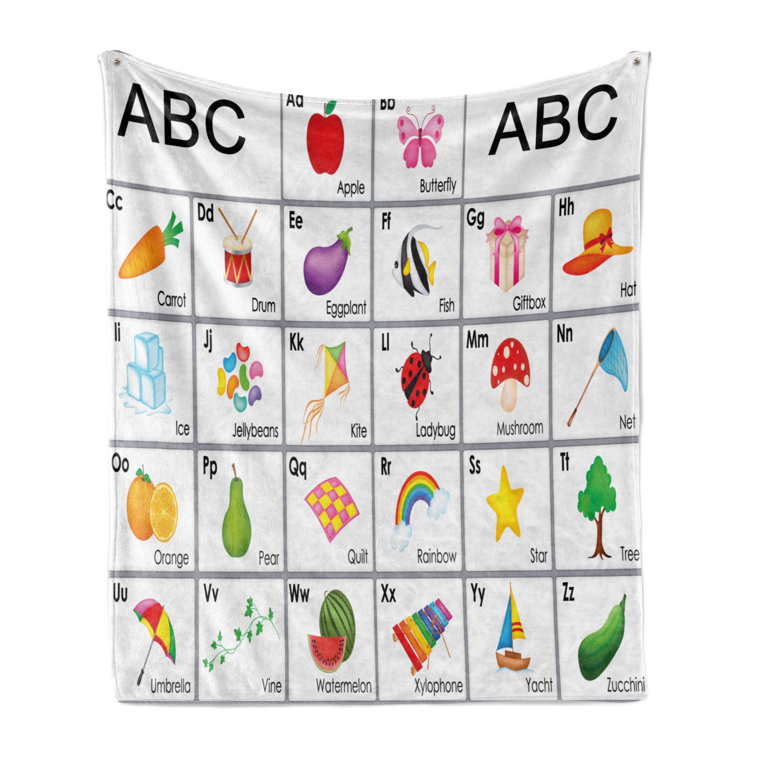 für Kinder mit Abakuhaus, Plüsch und Quadrate Gemütlicher Buchstaben den Wohndecke Innen- für Alphabet Außenbereich,