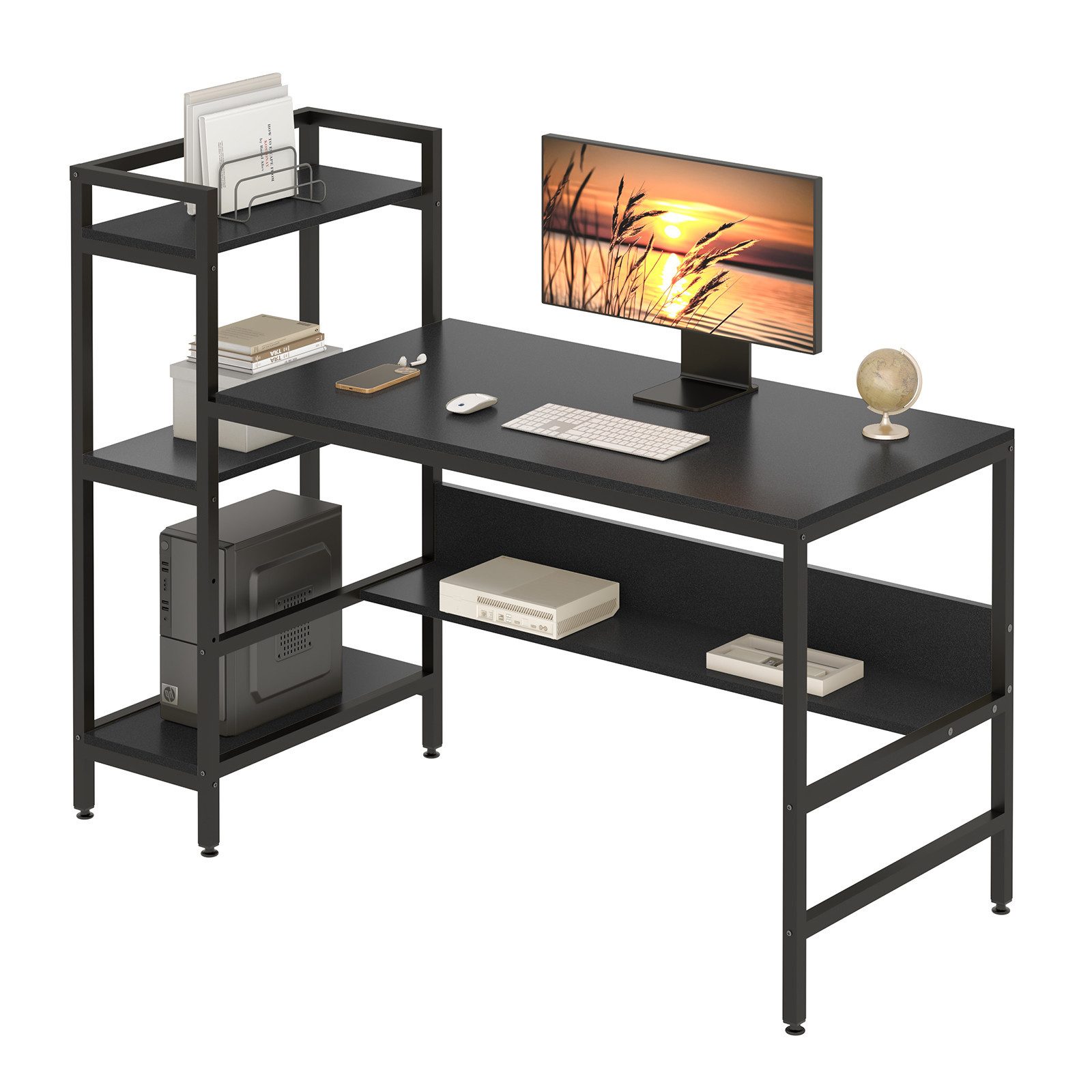 NAIMP Computertisch Schreibtisch mit Ablage Bürotisch günstig online kaufen