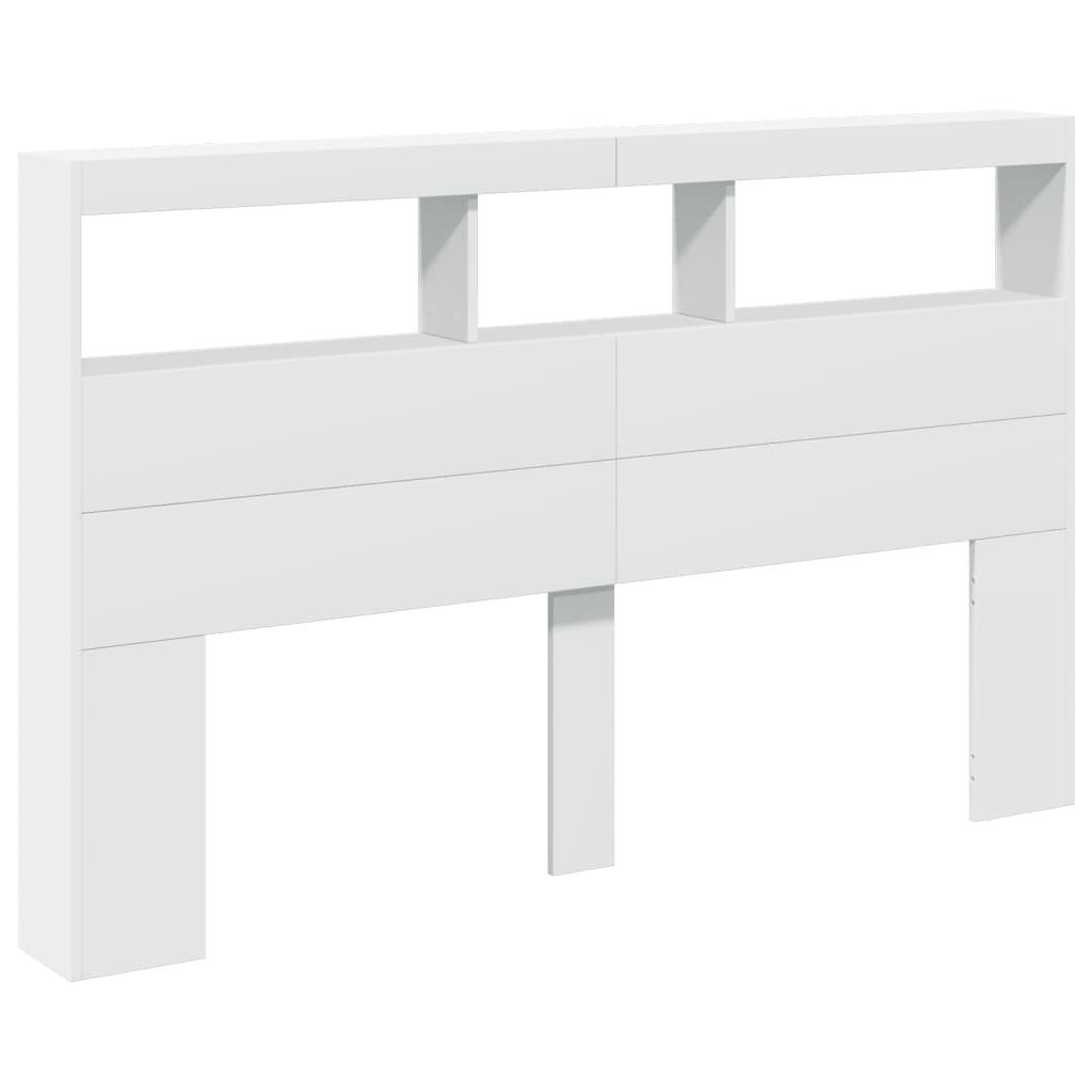 vidaXL Bett LED-Kopfteil mit Ablagen Weiß 160x17x102 cm (1-tlg)