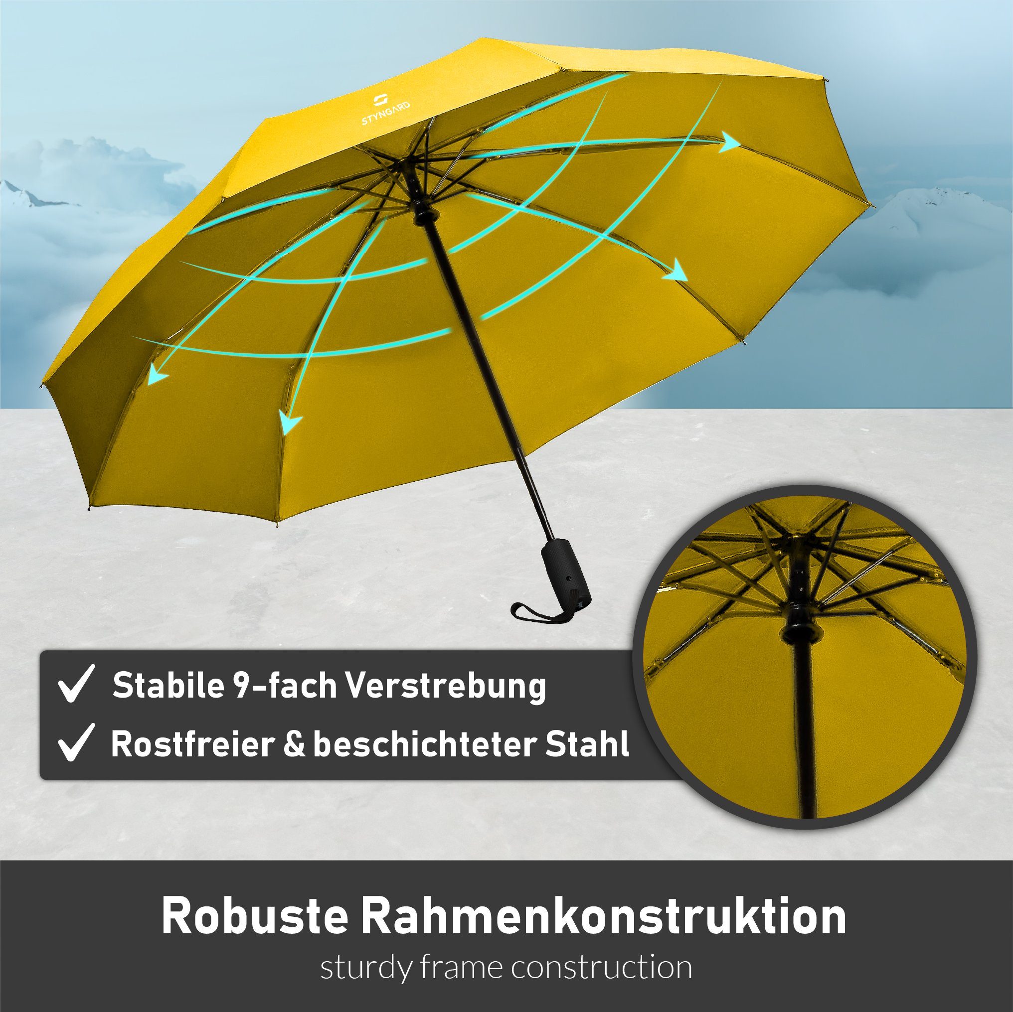 Styngard Taschenregenschirm Oslo, Sturmfest bis 140 km/h