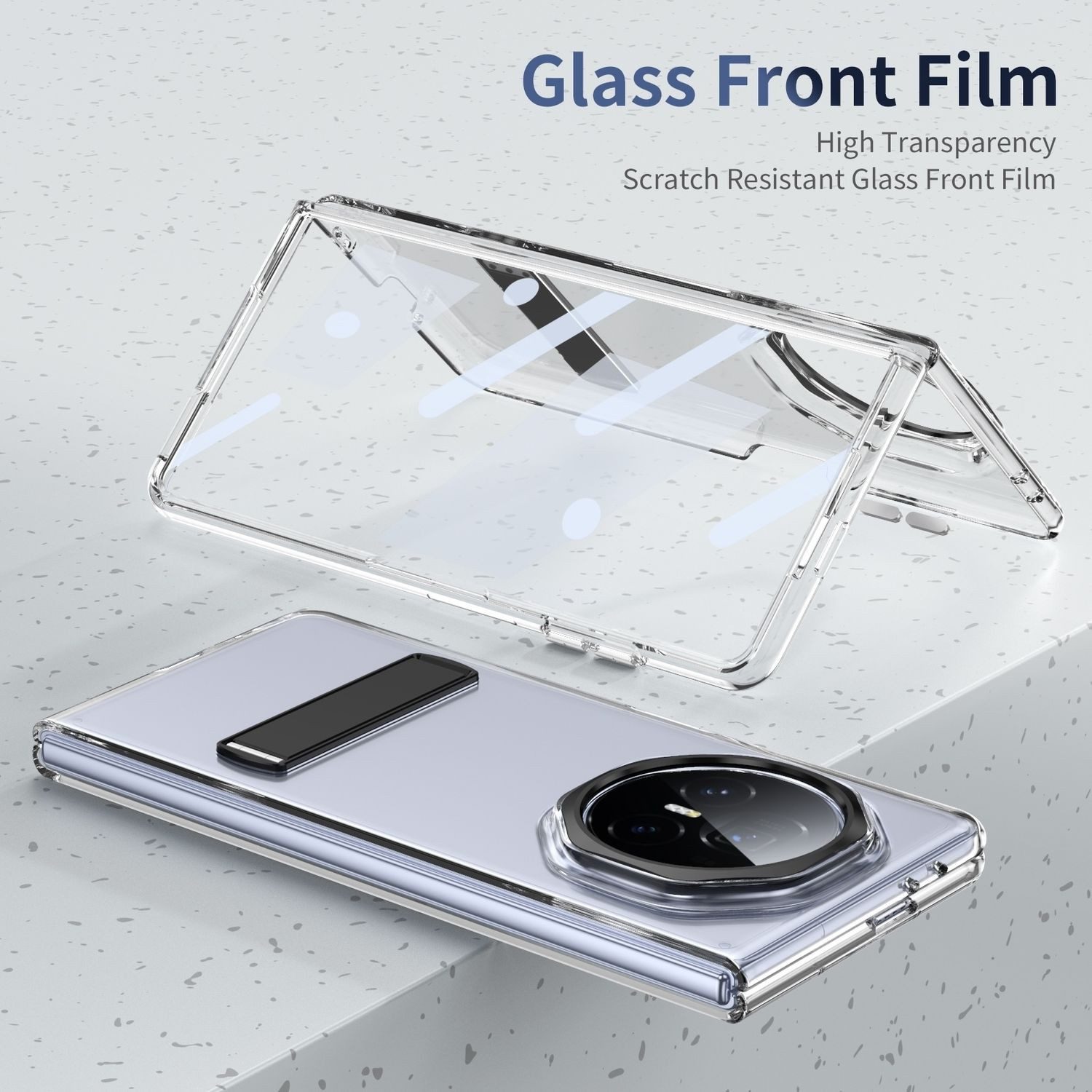 Wigento Handyhülle Für Honor Magic V3 Aufstellbare TPU Hybrid PC Schutz Hülle Schwarz, Klar, stoßfest, integrierter Ständer