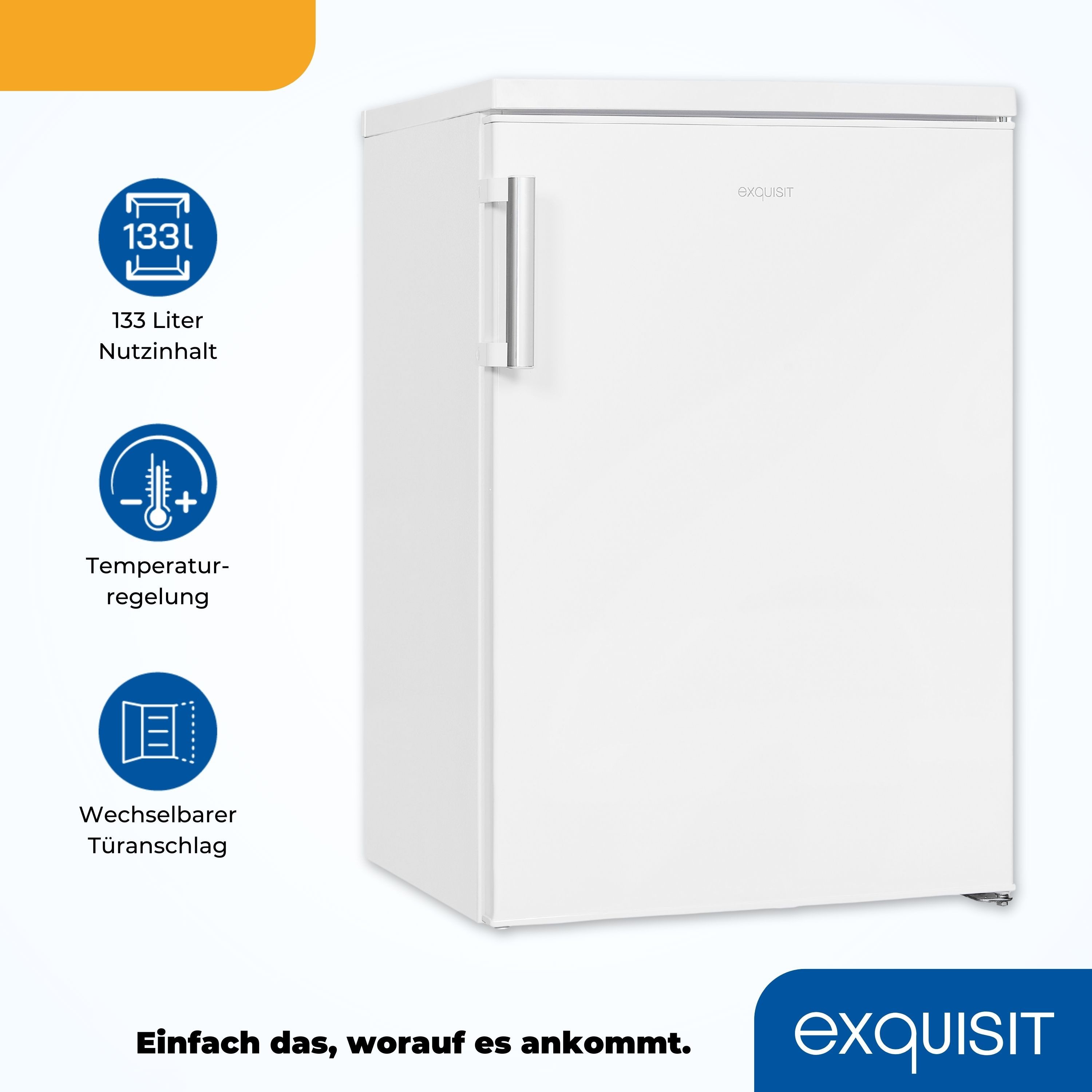 exquisit Kühlschrank KS16-V-H-010D weiss, 85,5 cm hoch, 56 cm breit, Platzsparend & praktisch: 133 L Kühlschrank mit LED-Beleuchtung – Bild 5 von 5