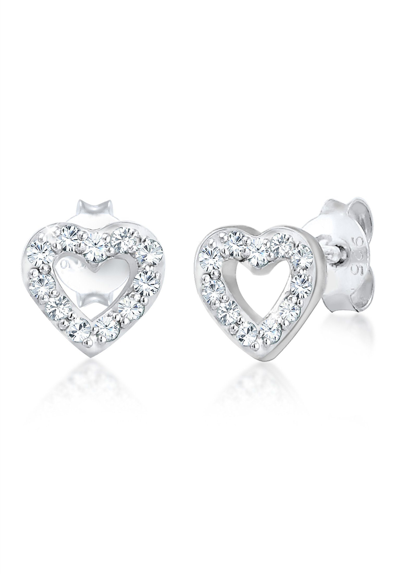 Elli Paar Ohrstecker Ohrstecker Herz mit Kristallen von Swarovski® 925 Silb günstig online kaufen