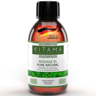 Kitama Massageöl Pure Natural - 100% natürlich & parfüm-frei, Pflege-Öl Körperöl vegan, Neutrales Massageöl