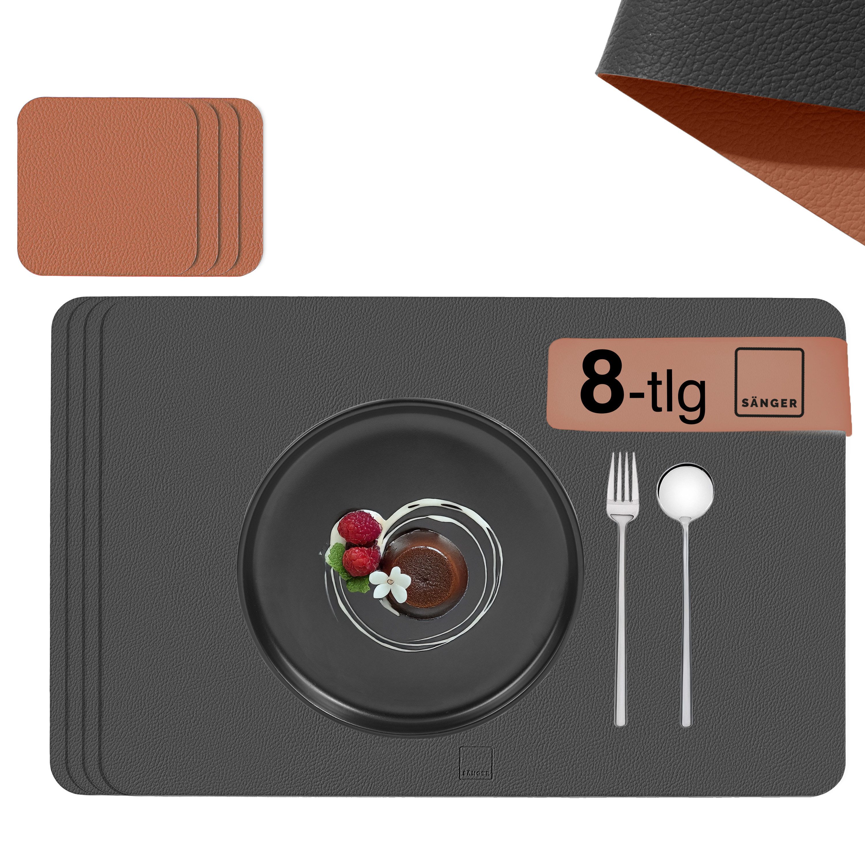 SÄNGER Platzset aus Kunstleder, (Set, 8-St., aus Platzdeckchen und Unterset günstig online kaufen