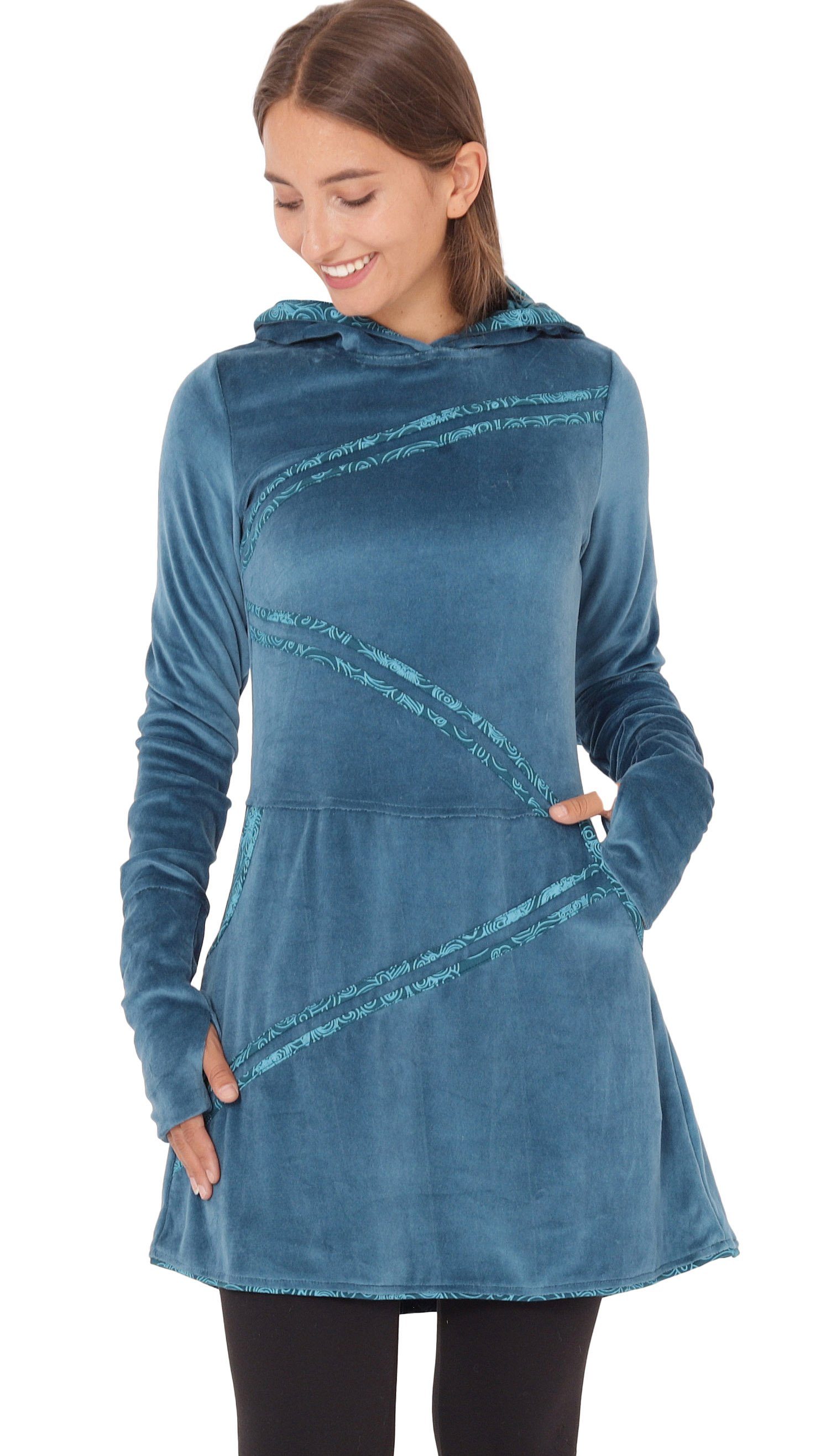 PUREWONDER Samtkleid Winterkleid dr18 mit Kapuze günstig online kaufen