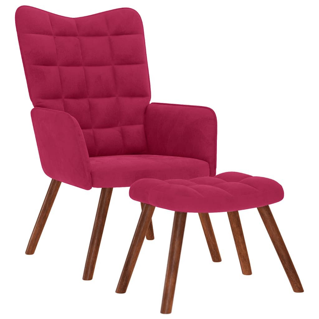 vidaXL Sessel Relaxsessel mit Hocker Weinrot Samt (1-St) günstig online kaufen